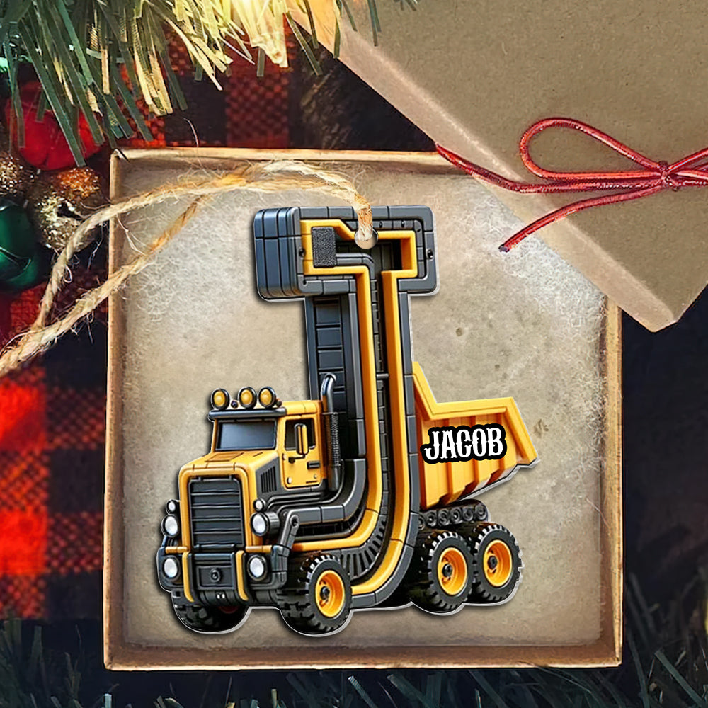 Custom Alphabet Letter Gifts For Construction Truck Lovers Christmas Ornament 03Xqtn241024 - Image 3