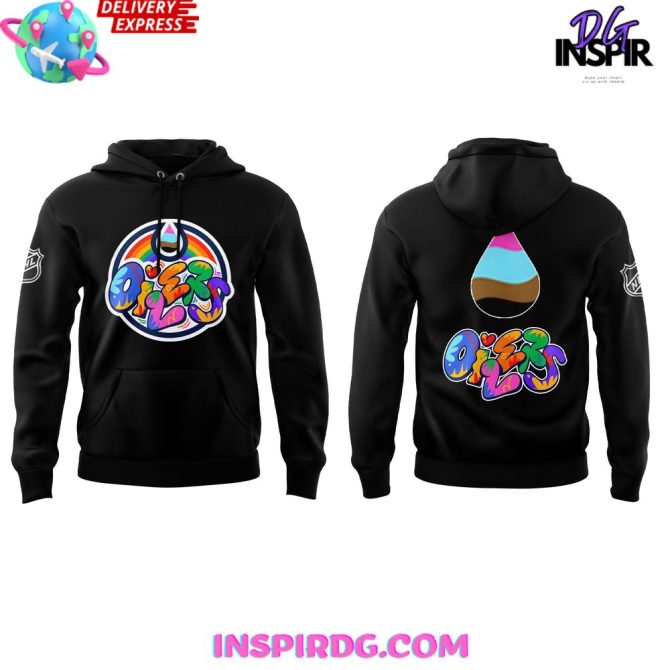 Edmonton Oilers X Pride Heritage Night Black All Over Print Hoodie - Image 2