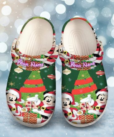 Custom Mickey Mouse And Minnie Christmas Crocs Slippers - Discover Comfort And Style Clog Shoes Unisex Clogs Garden Shoes