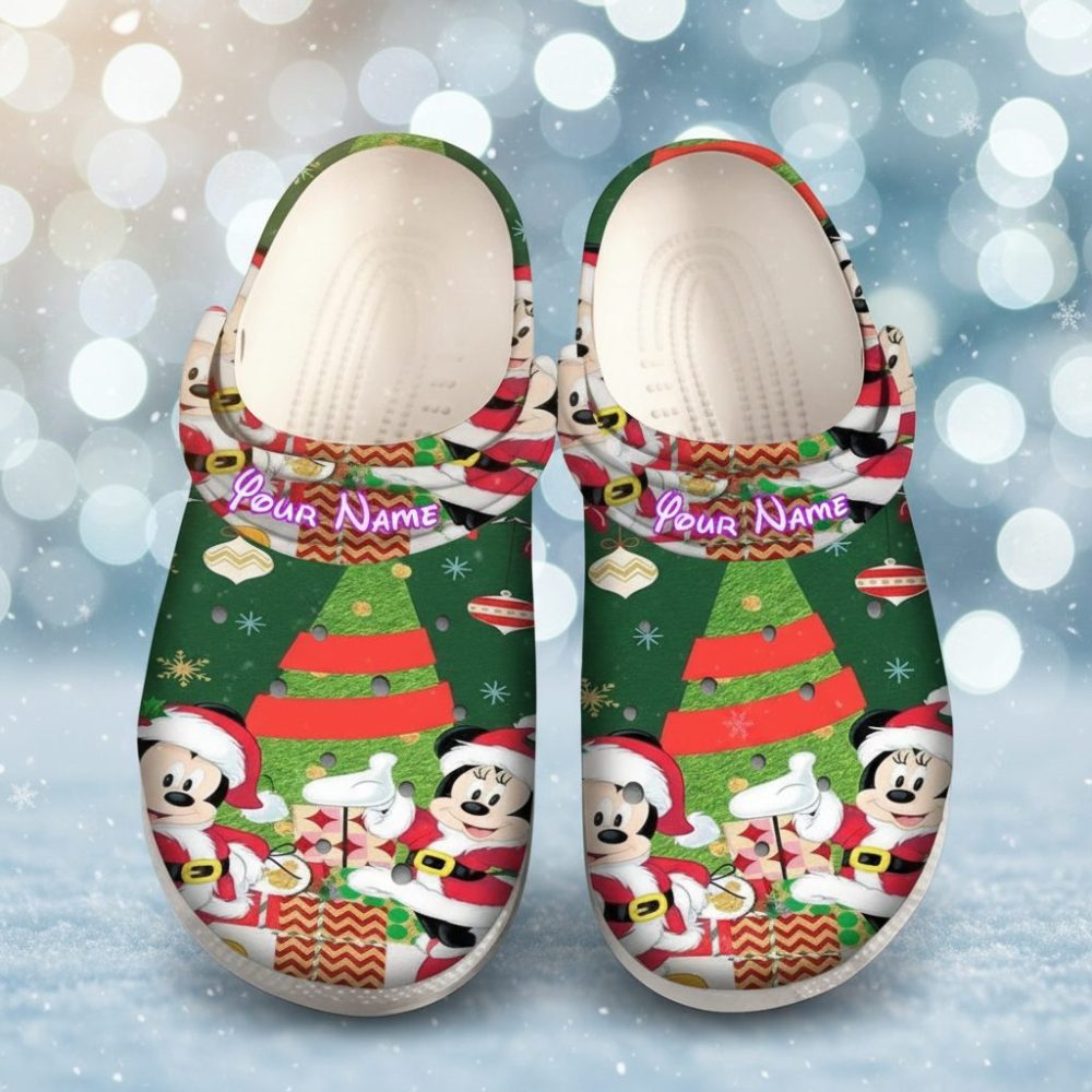 Custom Mickey Mouse And Minnie Christmas Crocs Slippers - Discover Comfort And Style Clog Shoes Unisex Clogs Garden Shoes