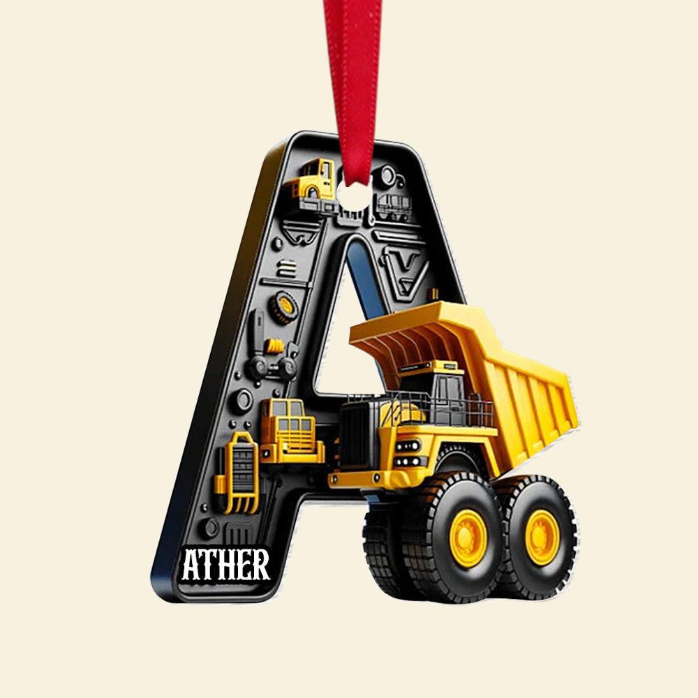 Custom Alphabet Letter Gifts For Construction Truck Lovers Christmas Ornament 03Xqtn241024 - Image 4