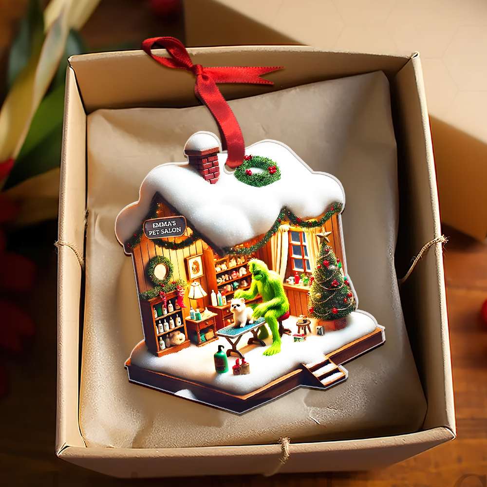 Personalized Gifts Flat Pet Grooming Green Monster Acrylic Ornament 045Tgmh141124