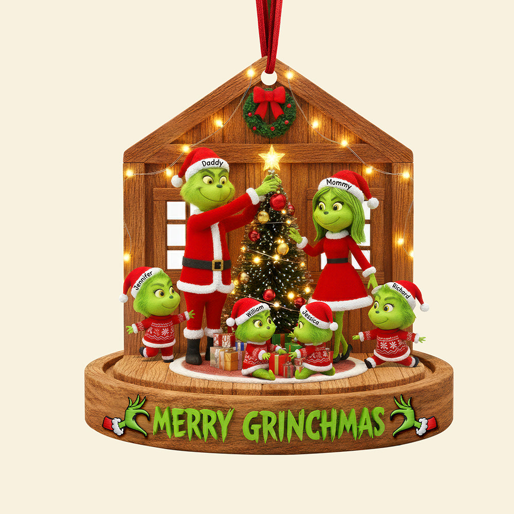 Fun Green Family Christmas Ornament, Personalized Gifts For Family 01Qhqn180925 - Image 4