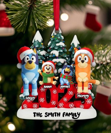 Joyful Puppy Family Ornament - Personalized Christmas Gifts For Family 03Nalu290825