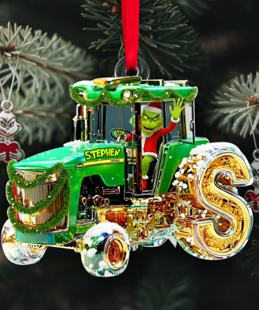 Green Tractor Initials Ornament - Personalized Christmas Gifts For Tractor Lovers 01Tglu110925