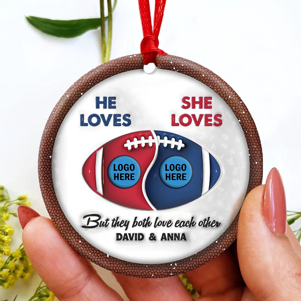 American Football Couple Ornament With Custom Team Logo - House Divided 02Hupu250924 - Image 3