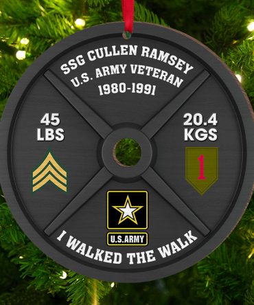 Personalized Gifts For Veteran Wood Ornament, Weight Plate 04Qhqn151024