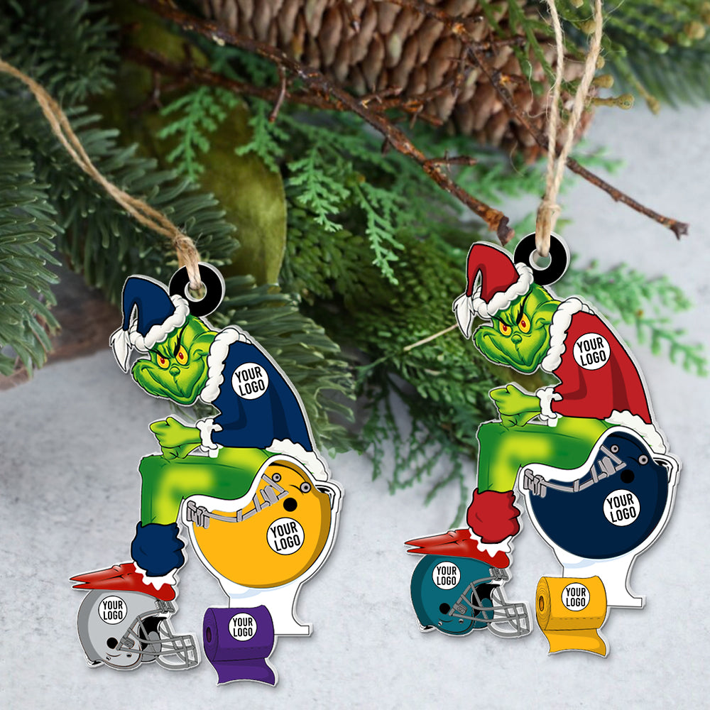 Football Player Ornaments - Green Monster - Custom Team Logo Gifts For Football Lovers - Image 2