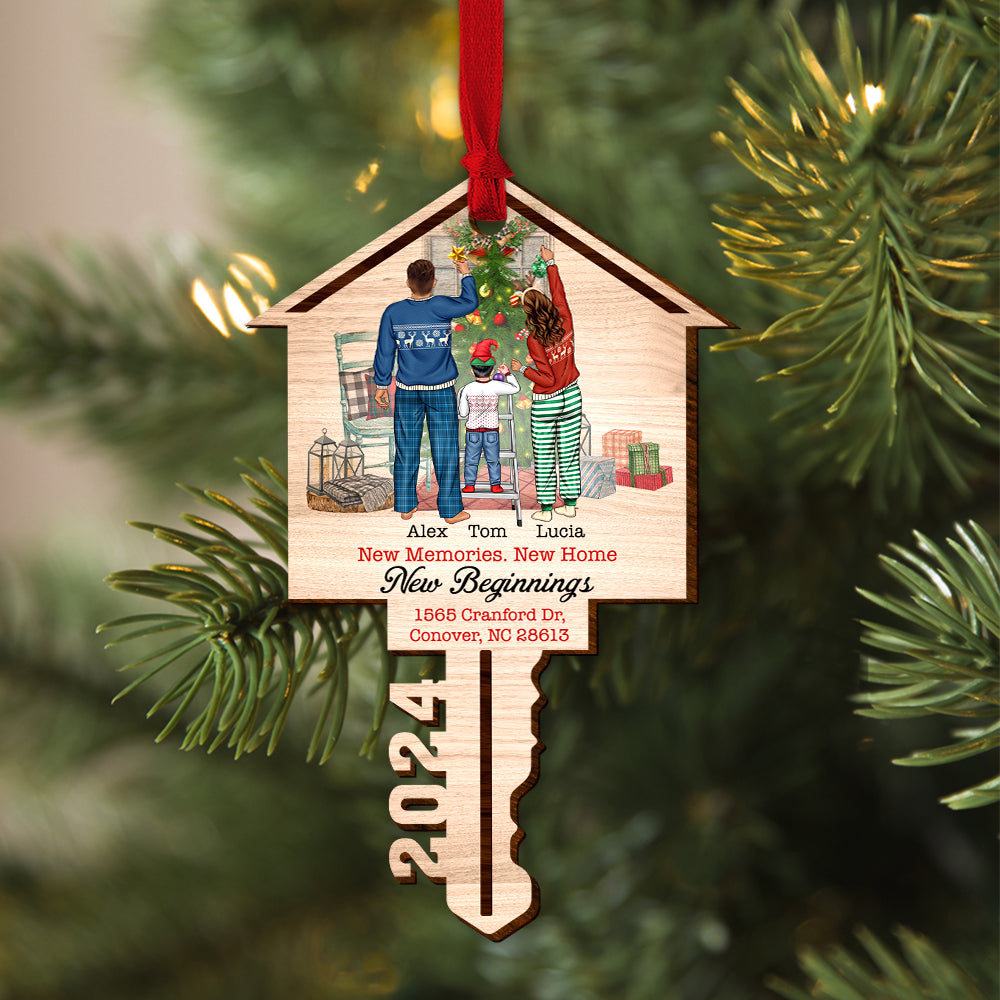 Personalized Gifts For Family Wood Ornament, Christmas New Home 01Natn290824Tm