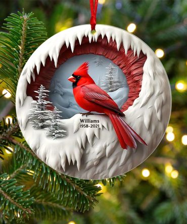 Personalized Memorial Gift For Family Members Acrylic Ornament, Cardinal Bird 01Kaqn050924