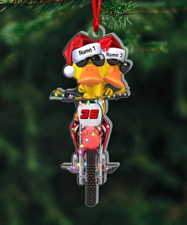 Gift For Motocross Lovers, Personalized Ornament, Motocross Duck Ornament, Christmas Gift
