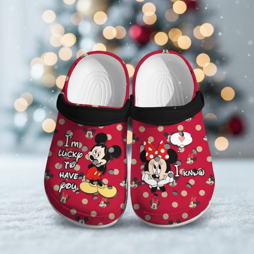 Custom Mickey Minnie I Am Lucky To Have You, Her Know Valentines Crocs - Discover Comfort And Style Clog Shoes Unisex Clogs Garden Shoes