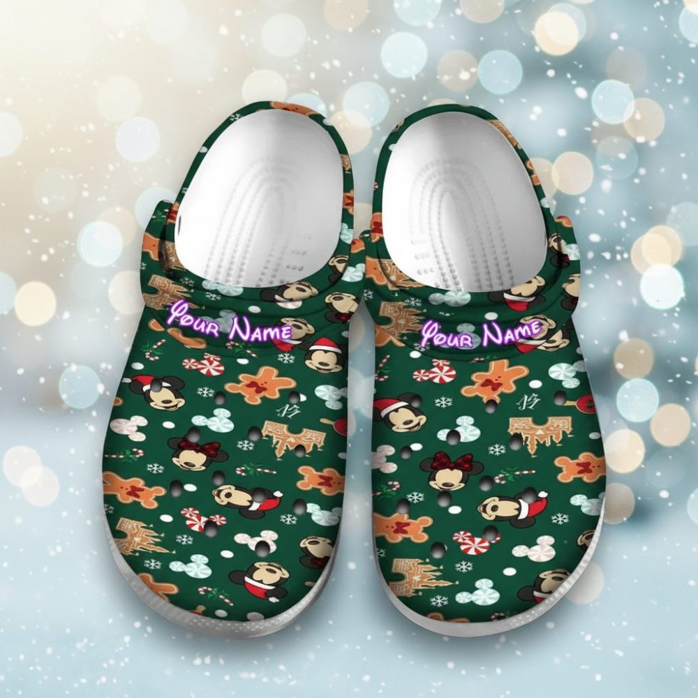 Customized Disney Mickey Mouse Christmas Pattern Crocs Shoes - Discover Comfort And Style Clog Shoes Unisex Clogs Garden Shoes
