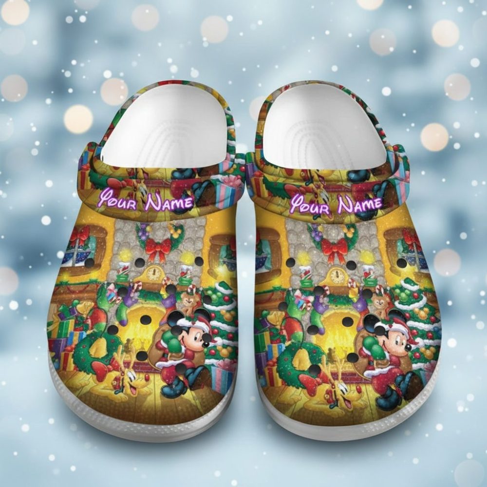 Custom Mickey Mouse Christmas And Pluto Crocs Clogs - Discover Comfort And Style Clog Shoes Unisex Clogs Garden Shoes