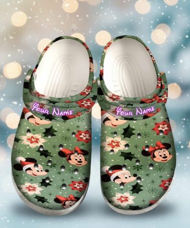 Disney Mickey Mouse Christmas And Minnie Green Crocs Shoes - Discover Comfort And Style Clog Shoes Unisex Clogs Garden Shoes