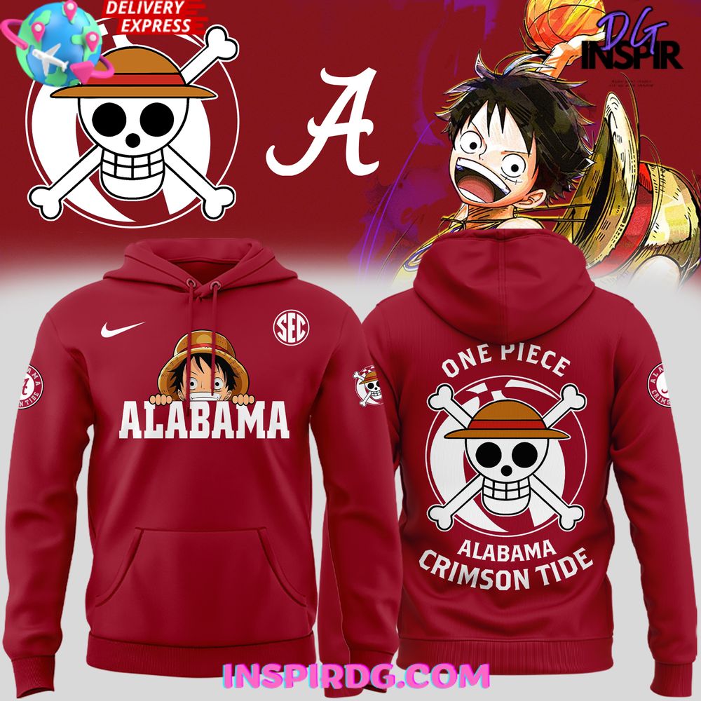 Alabama Crimson Tide X One Piece Night Special All Over Print Hoodie, 3D Hoodie