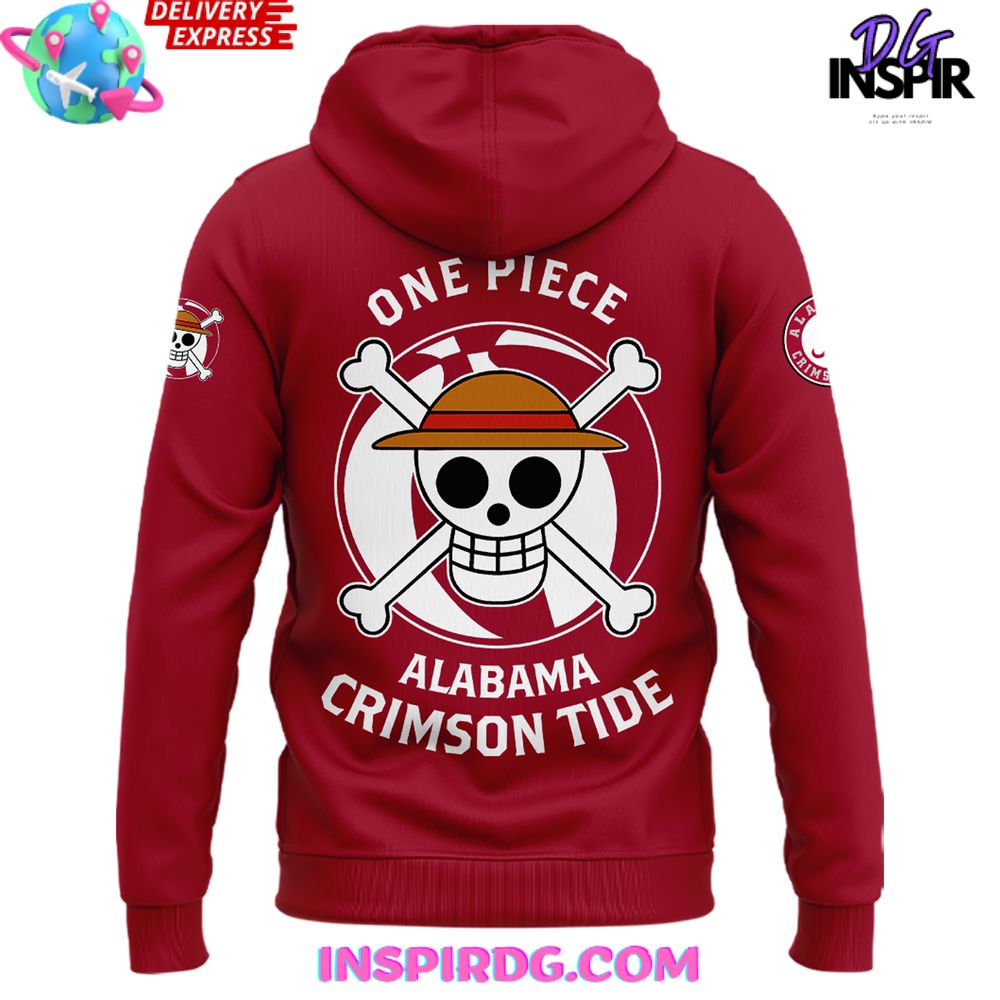 Alabama Crimson Tide X One Piece Night Special All Over Print Hoodie, 3D Hoodie - Image 3