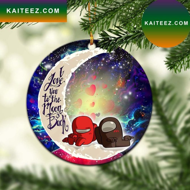 Among Us Couple Love You To The Moon Galaxy Mica Circle Ornament Perfect Gift For Holiday