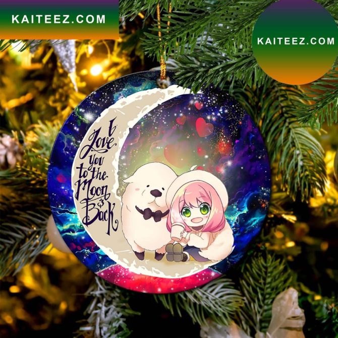 Anya Spy X Family Dog Love You To The Moon Galaxy Mica Circle Ornament Perfect Gift For Holiday