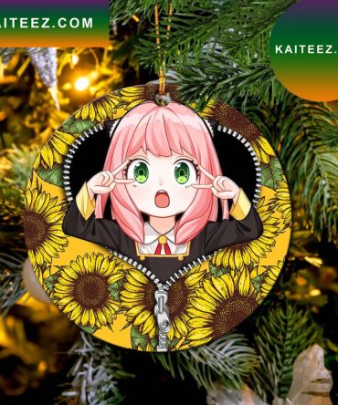 Anya Sunflower Zipper Mica Circle Ornament Perfect Gift For Holiday