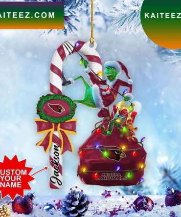 Arizona Cardinals Nfl Custom Name Grinch Candy Cane Grinch Decorations Outdoor Ornament