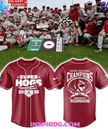 Arkansas Razorbacks Super Regional Champions 2025 Baseball Jersey