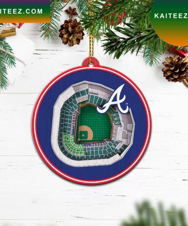 Atlanta Braves Stadium 2 Layered Wood Christmas Ornament