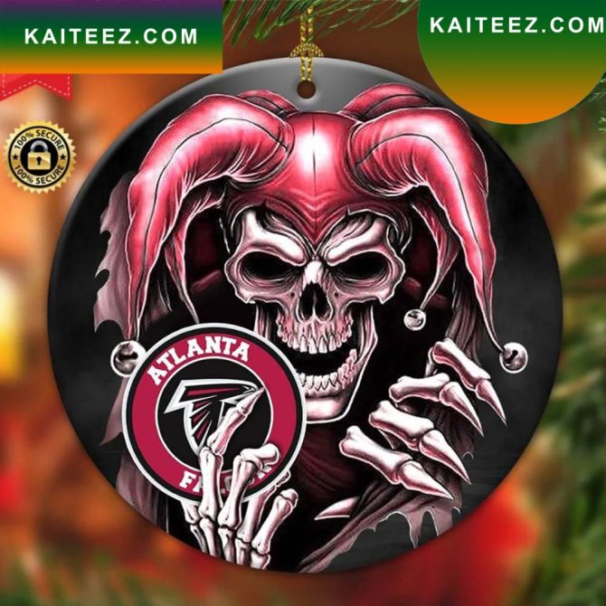 Atlanta Falcons Nfl Skull Joker Christmas Ornament