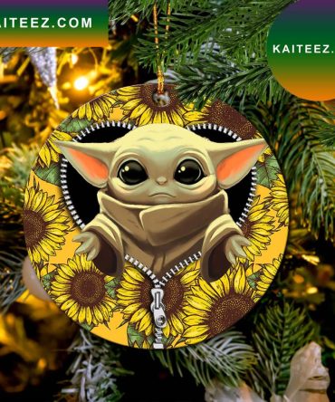 Baby Yoda Sunflower Zipper Mica Circle Ornament Perfect Gift For Holiday