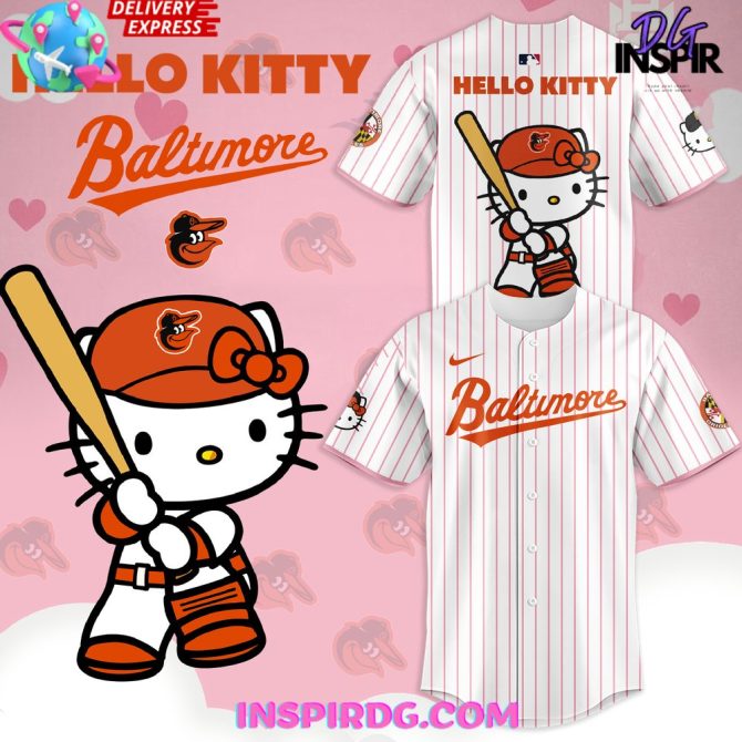 Baltimore Orioles X Hello Kitty 2024 Stripe Baseball Jersey