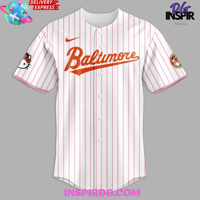 Baltimore Orioles X Hello Kitty 2024 Stripe Baseball Jersey - Image 2