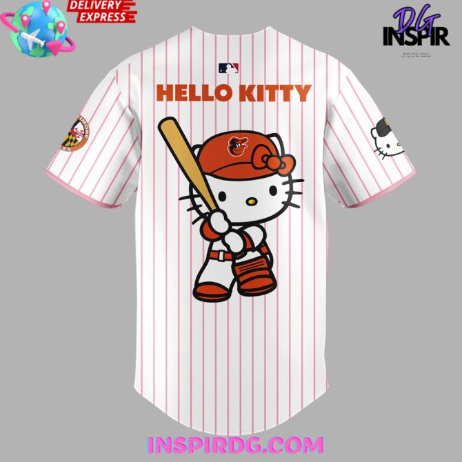 Baltimore Orioles X Hello Kitty 2024 Stripe Baseball Jersey - Image 3