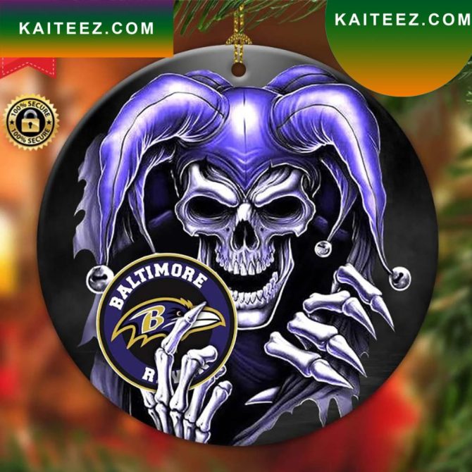 Baltimore Ravens Nfl Skull Joker Christmas  Ornament