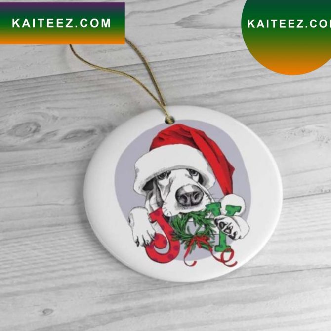 Basset Hound Christmas Circle Ornament