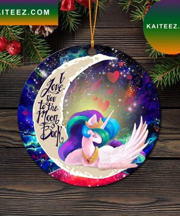 Beauty Unicorn Love You To The Moon Galaxy Mica Circle Ornament Perfect Gift For Holiday