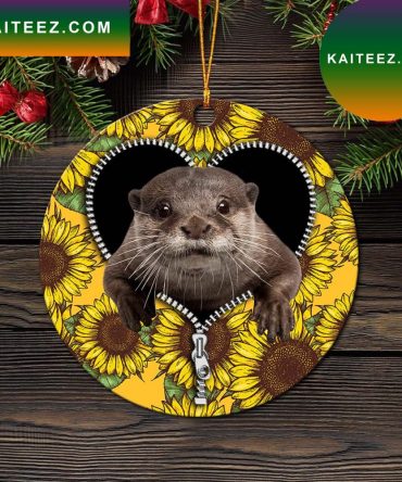Beaver Sunflower Zipper Mica Circle Ornament Perfect Gift For Holiday