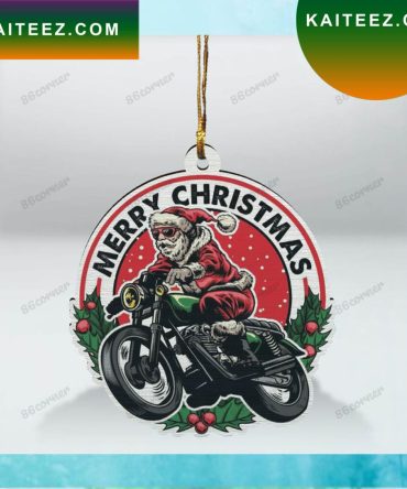 Biker Santa Merry Christmas Custom Christmas Ornament