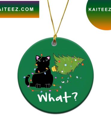 Black Cat Took Down The Christmas Funny  Ornament