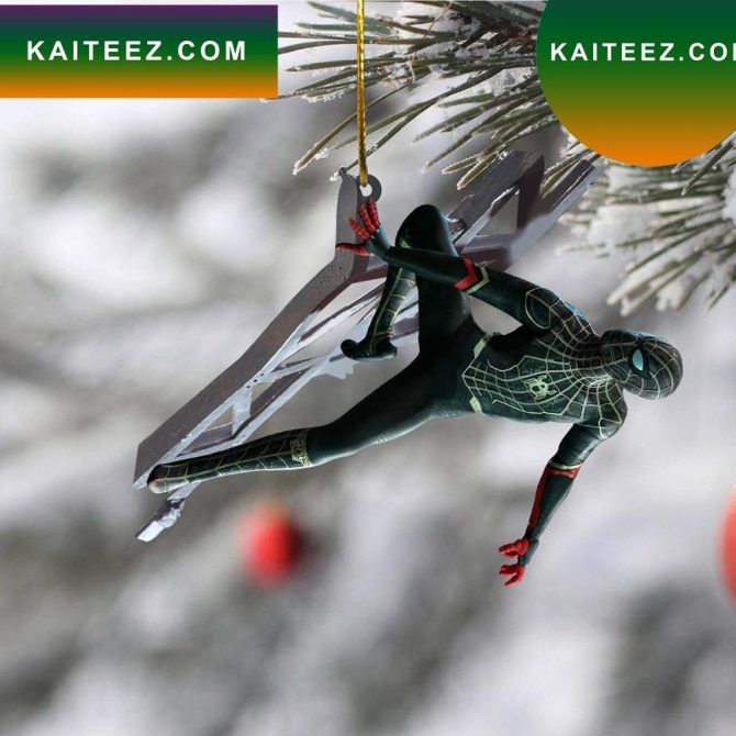 Black Spiderman Climbing Christmas Tree Christmas Ornament