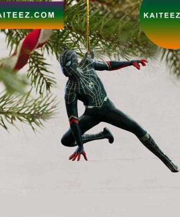 Black Spiderman Fighting Christmas Tree  Christmas Ornament