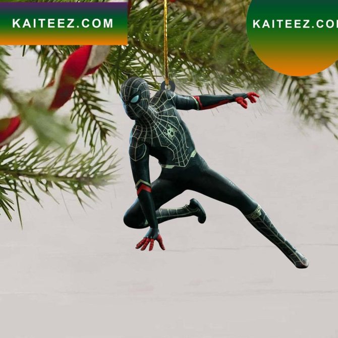 Black Spiderman Fighting Christmas Tree  Christmas Ornament