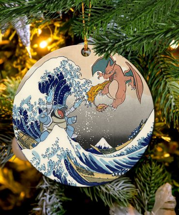Blastoise Charizard Pokemon The Great Wave 2 Mica Ornament Perfect Gift For Holiday