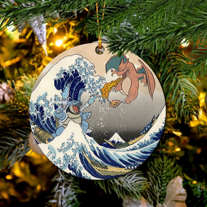 Blastoise Charizard Pokemon The Great Wave 2 Ceramic Ornament Perfect Gift For Holiday