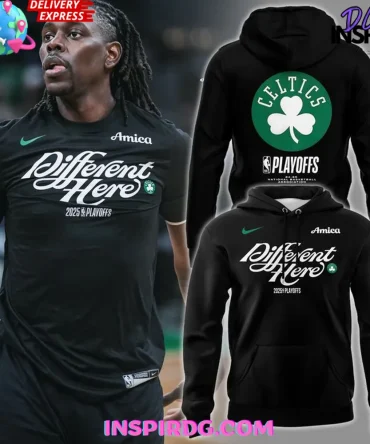 Boston Celtics Different Here 2025 Playoffs Black All Over Print Hoodie