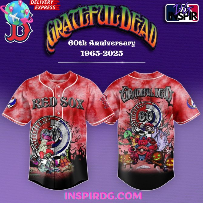 Boston Red Sox Grateful Dead 60Th Anniversary Baseball Jersey
