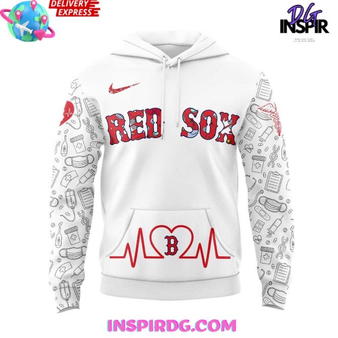 Red Sox Nurse Appreciation Hoodie - Perfect Gift For Healthcare Heroes - Image 2
