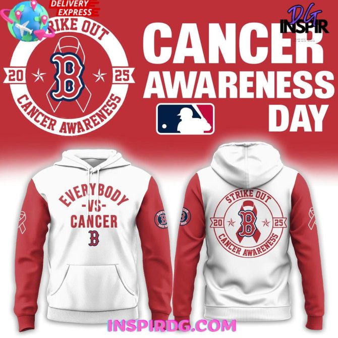 Boston Red Sox Strike Out 2025 Cancer Awareness All Over Print Hoodie