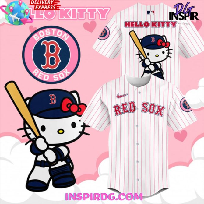 Boston Red Sox X Hello Kitty Night 2024 Stripe Baseball Jersey