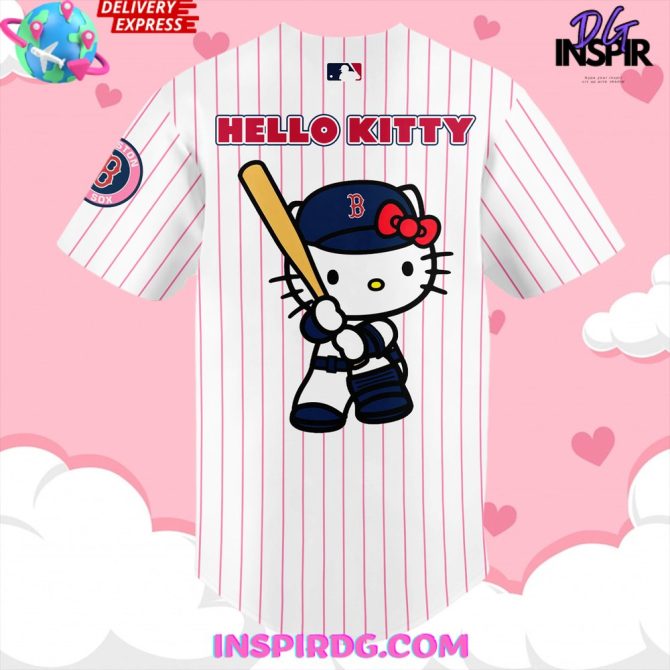 Boston Red Sox X Hello Kitty Night 2024 Stripe Baseball Jersey - Image 3