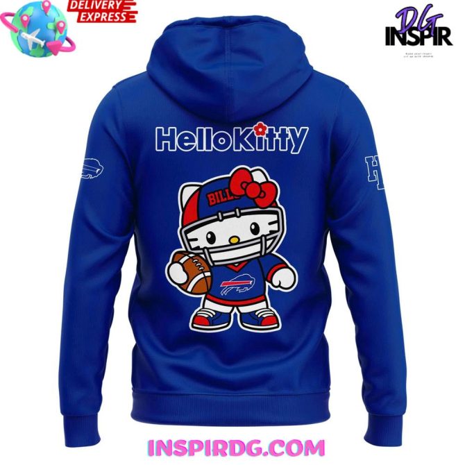 Buffalo Bills X Hello Kitty 2025 Blue All Over Print Hoodie - Image 3